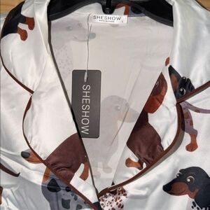 Dog Print Satin Pajama Set